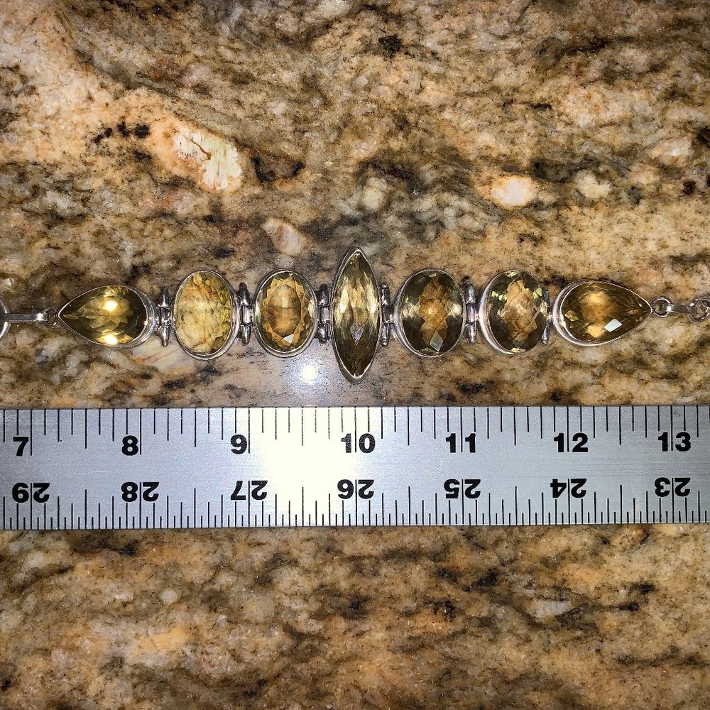 100% GENUINE LEMON TOPAZ STERLING BRACELET 8.5"
